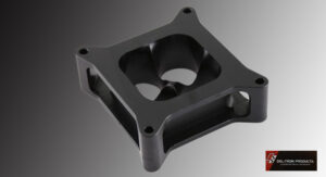 Black plastic mounting bracket with four screw holes.