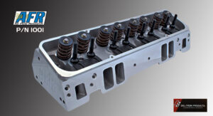 Close-up of a metallic engine cylinder head with valve springs.