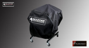 Black protective cover with Allstar Performance branding over a cart.