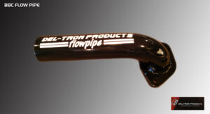 Close-up of a black bicycle lowrider handlebar with white branding.