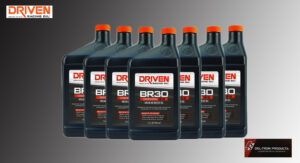 Multiple bottles of Driven BR30 racing brake fluid lined up.