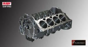 A detailed image of a V8 engine block without pistons or heads.