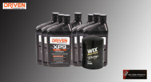 Six containers of Driven XP9 oil and one container of WIX oil filter.