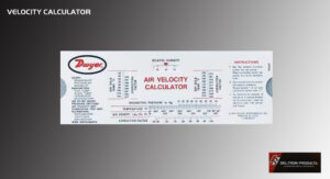 A detailed chart for calculating air velocity using a Dwyer instrument.