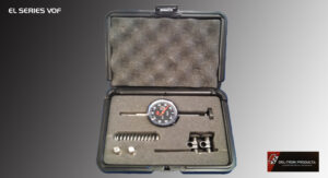 Portable precision measuring instrument kit in a protective case.