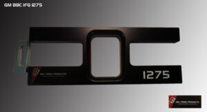Close-up of a black, rectangular frame with a central square cutout and the number 127.
