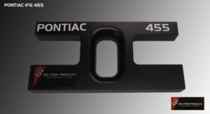 Black Pontiac license plate frame with a central cutout and model number 455.