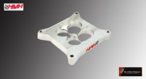 Silver metal engine spacer with "VORF" logo on the side.