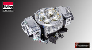 High-performance carburetor with polished chrome finish.