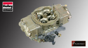 Close-up of a carburetor with metallic components.