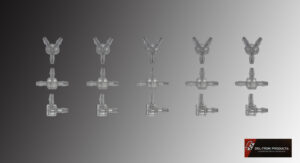 Three vintage-style keys with intricate winged designs on top against a gray gradient background.