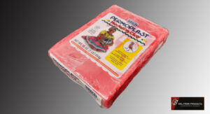 Box of vintage Pink Pops bubble gum with cartoon mascot on front.