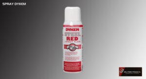 Dykem Red Layout Fluid spray can on gray background.