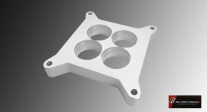 White plastic mounting bracket with four circular holes and four corner mounting points.