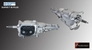 Two detailed metallic mechanical parts against a gray background.