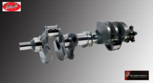 Close-up of a metal crankshaft used in engines.